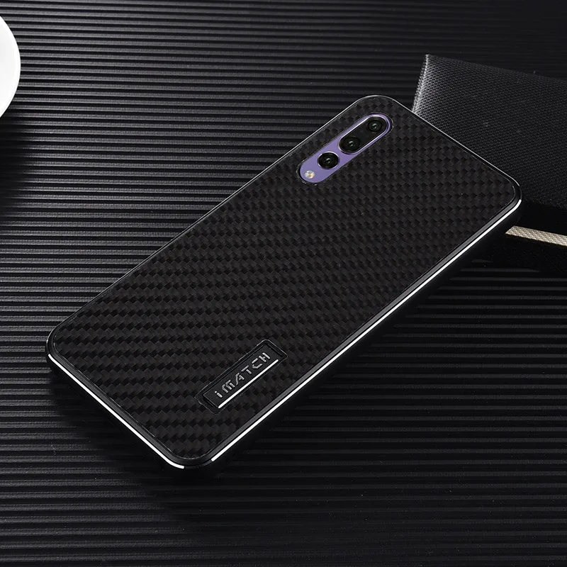 Роскошные Алюминий металл+ Реальные углеродного волокна Слои чехол для Huawei P20/P20 Pro Жесткий защиты задняя крышка для Huawei P20 Pro чехлы - Цвет: Черный