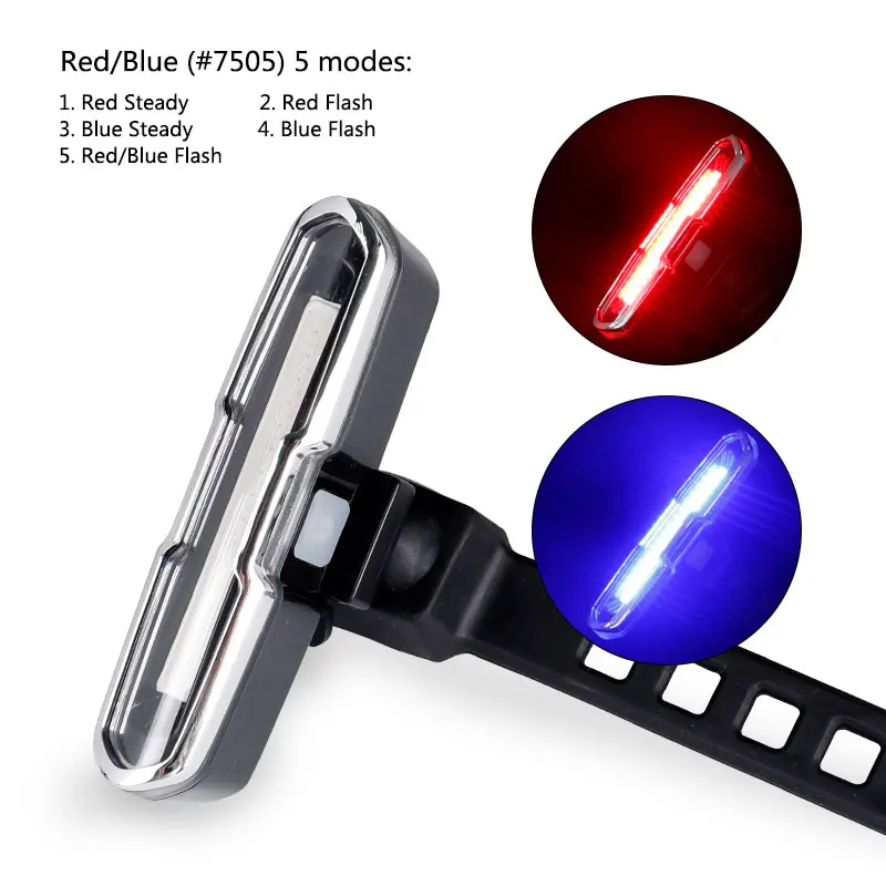 Red Blue Гуфи цикл хвост светильник велосипед задний светодиодный фонарь USB зарядка Предупреждение фонарь для безопасности с вертикальным горизонтальным крепление двойной Tri Цвета - Цвет: Red Blue