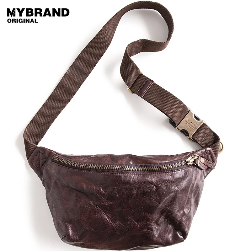 MYBRANDORIGINAL нагрудная сумка для мужчин из натуральной кожи Мужская винтажная