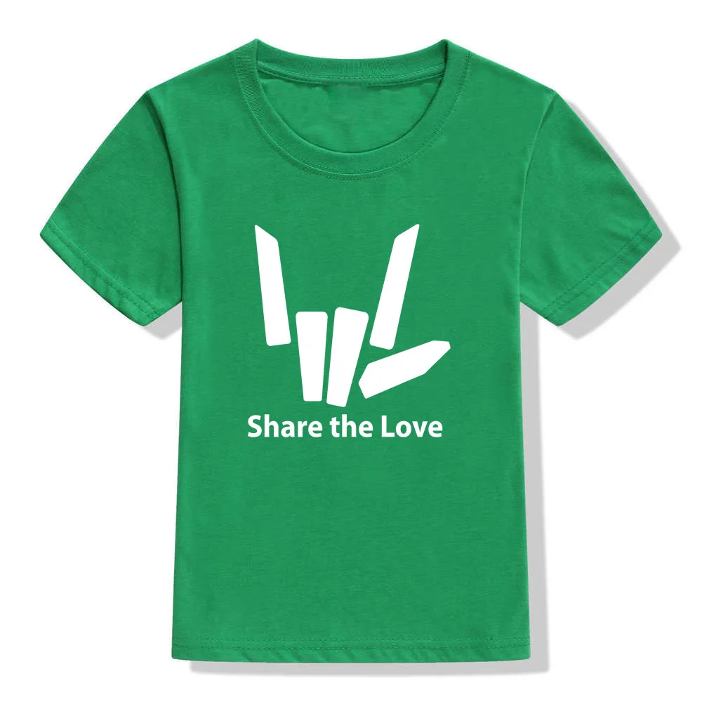 Новинка года; модные детские футболки с надписью «Share The Love»; футболка с короткими рукавами и круглым вырезом для мальчиков; модные мягкие футболки в уличном стиле для девочек