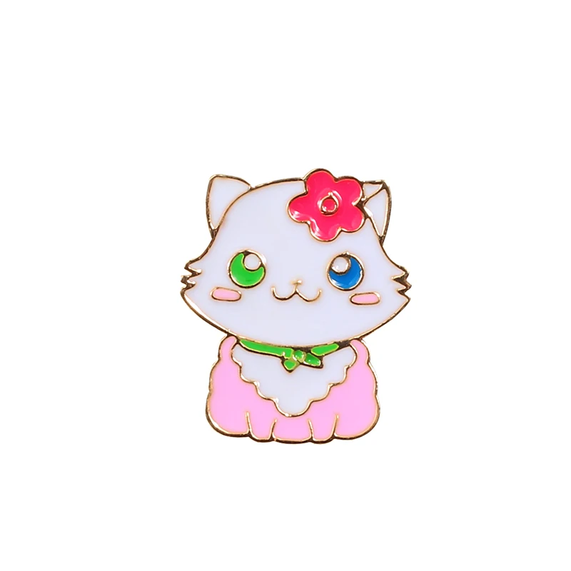 flower cat Модные Мультяшные животные панда булавка лиса Женская Брошь милый кролик Кошка Броши в виде пчел значок лацкан рубашка сумка сплав значок булавки ювелирные изделия - Окраска металла: flower cat
