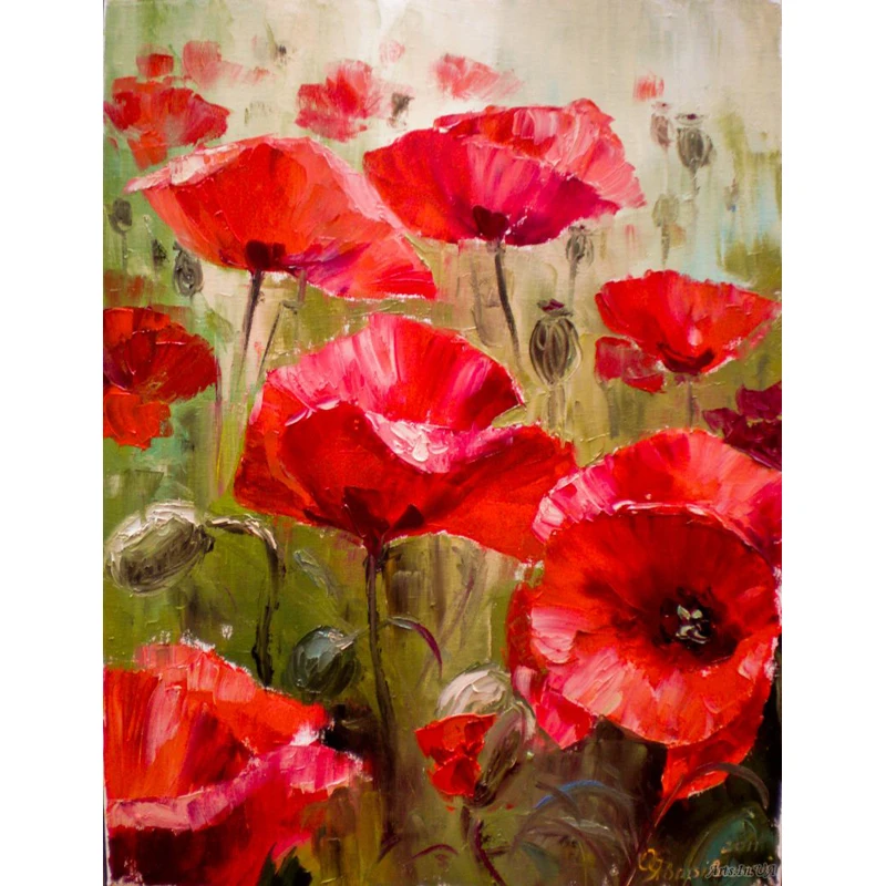 

YIKEE Diamond Painting Poppy Flower 5d diy Full Square Diamond Embroidery Rhinestone Mosaic Painting Home Decor k642