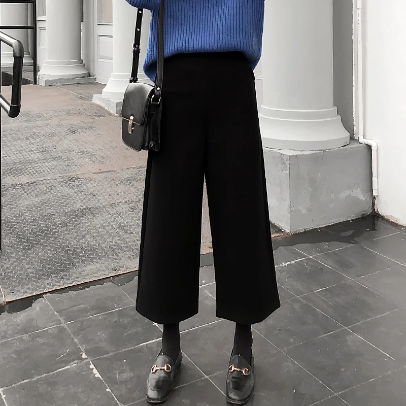 Женские широкие брюки до щиколотки повседневные тонкие однотонные серые и