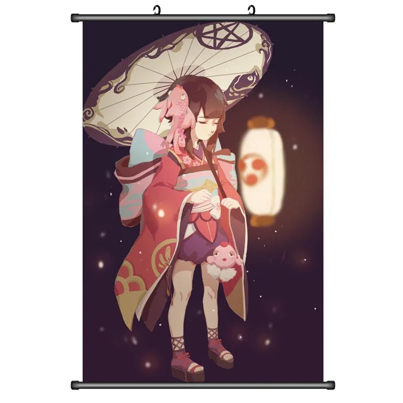 Японское аниме Onmyoji Kagura &amp Ibaraki-douji aoandou демонический нож girl домашний декор Стена