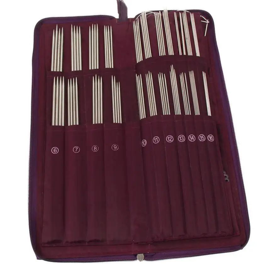 

High Quality 20 Different Sizes 104pcs Stainless Steel Straight Circular Knitting Needles Crochet Hook Weave Set With Bag