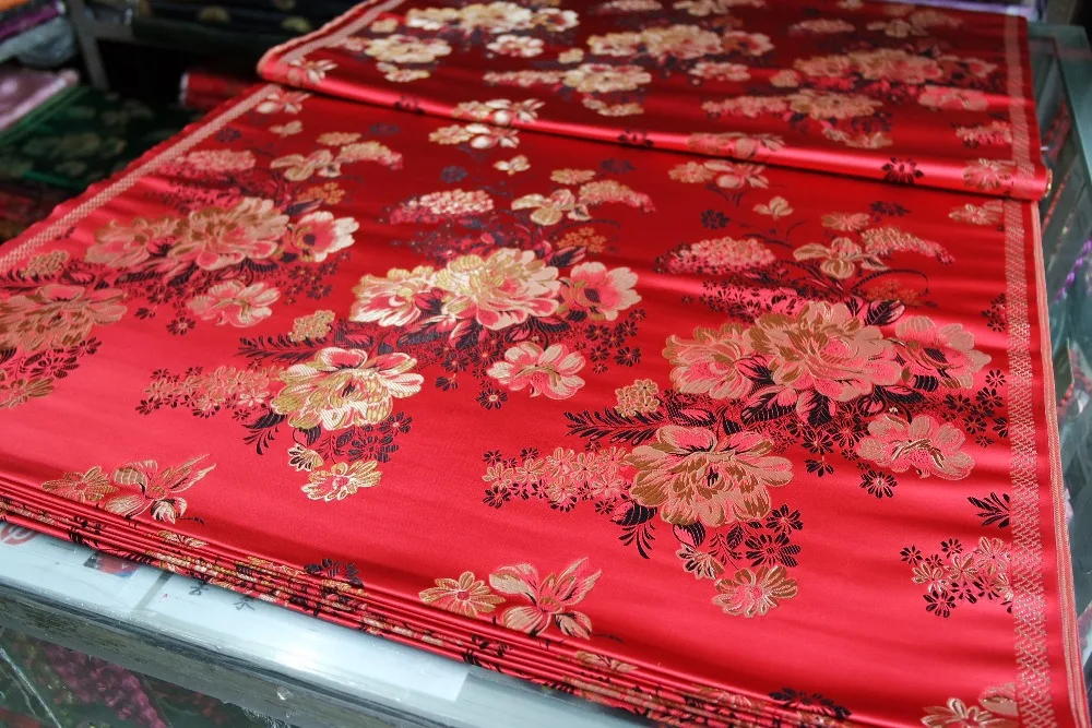 Китайская традиционная Полиэстровая ткань 75 см парча Чонсам с красной спинкой