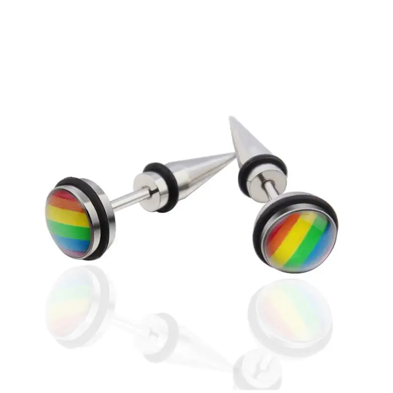 2017 Iftec 6pairs/lots Wholesale Rainbow Stud Earrings Stainless Steel Gay Pride Lgbt Lesibian Rivet Earring Jewelry | Украшения и