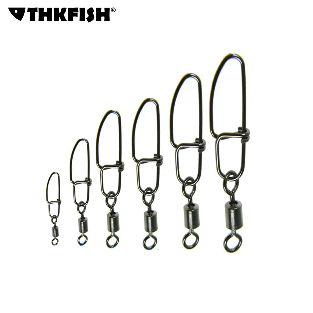 Thkfish 100 шт. Роллинг Вертлюги с двойной twin замок Защелкивается 14 кг-40 кг Рыбалка