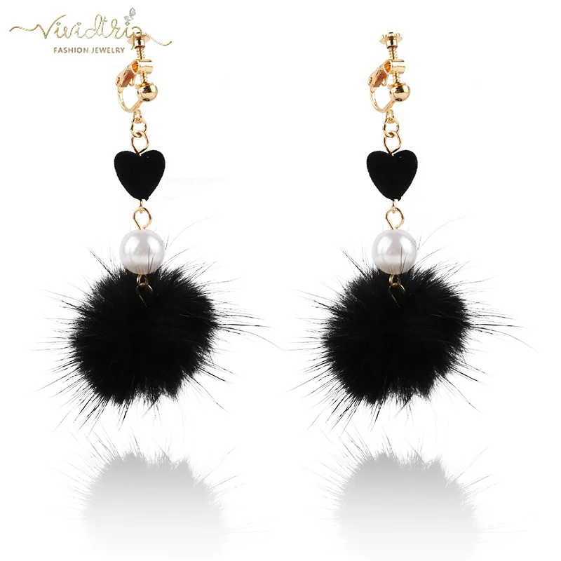 Новинка 2018 Осень-зима роскошные темпераментные длинные серьги-клипсы с помпоном