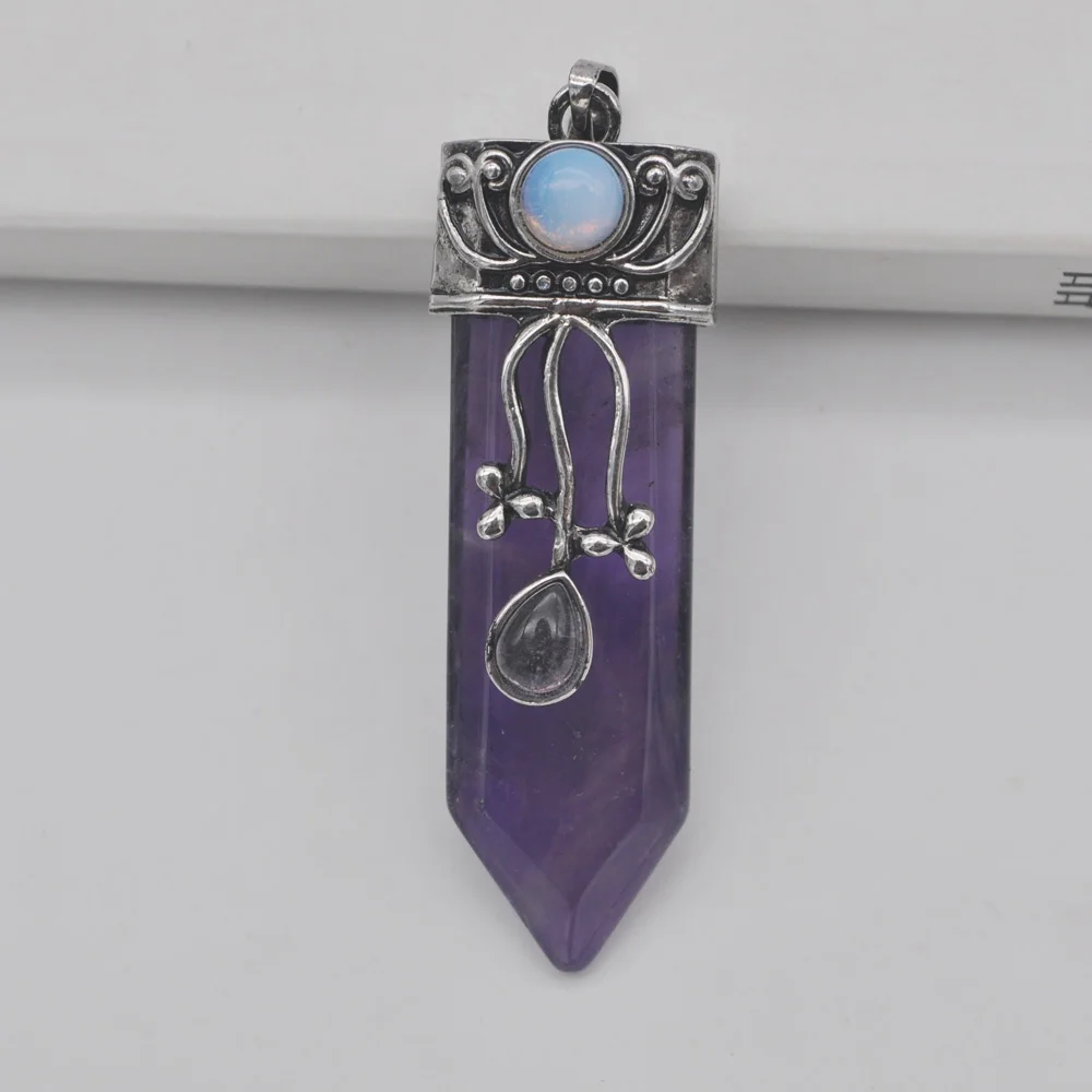 

Фиолетовый с украшением в виде кристаллов натуральный драгоценный камень подвеска Маятник ювелирные изделия S3181
