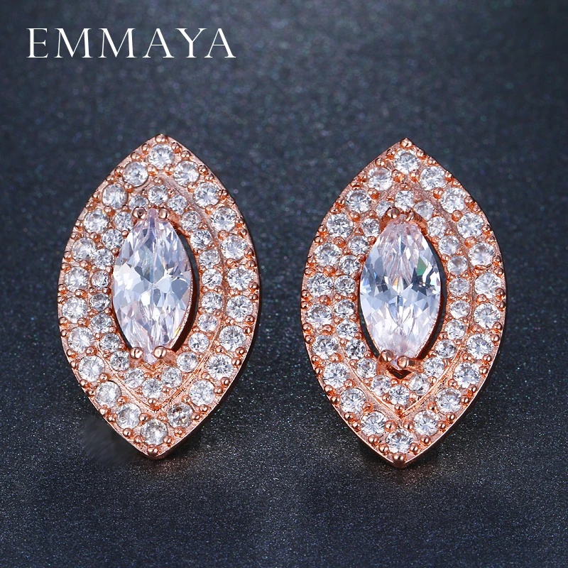 Новые серьги гвоздики EMMAYA с маркизом и фианитом Сияющие на ваших ушах Серебряные