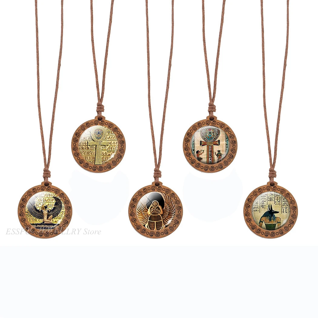 Египетский Анкх ожерелье с крестом винтажное искусство деревянное раннее