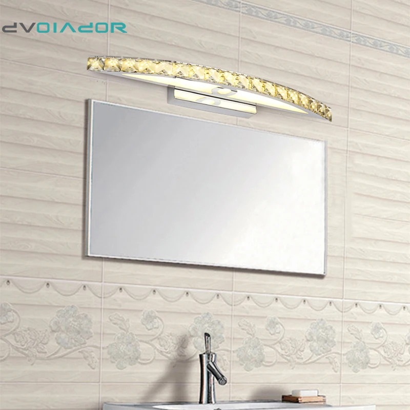 

DVOLADOR Luxury Crystal LED Mirror Front Light 10W 15W 110/220V Bathroom Anti-fog Vanity Light Stainless Steel Cabinet Wall Lamp