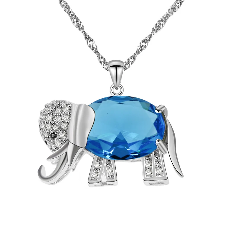 Uloveido Rainbow Elephant Pendant Necklace Chain Animal Necklaces &amp Pendants Silver Color Cute New Year Gifts For Girls N1154 | Украшения