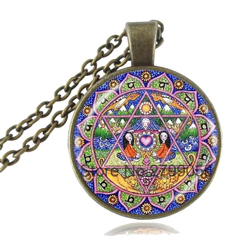 Ожерелье с подвеской в виде цветов мандалы и сердца духовная медитация украшение