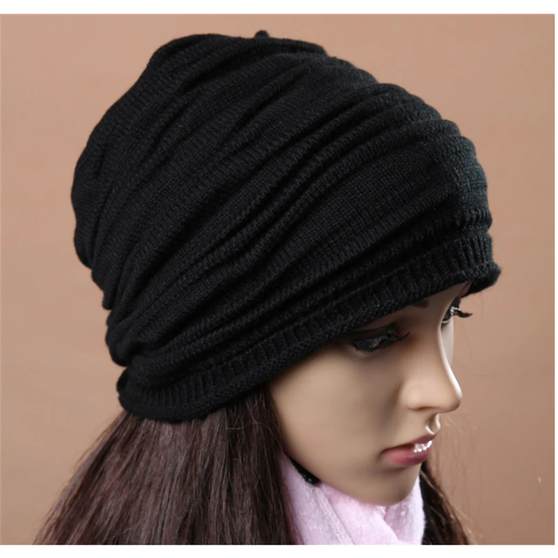 шляпа шапка Gorros Зимняя однотонная Шерстяная Шапка бини Kintted Skullies & Широкий берет