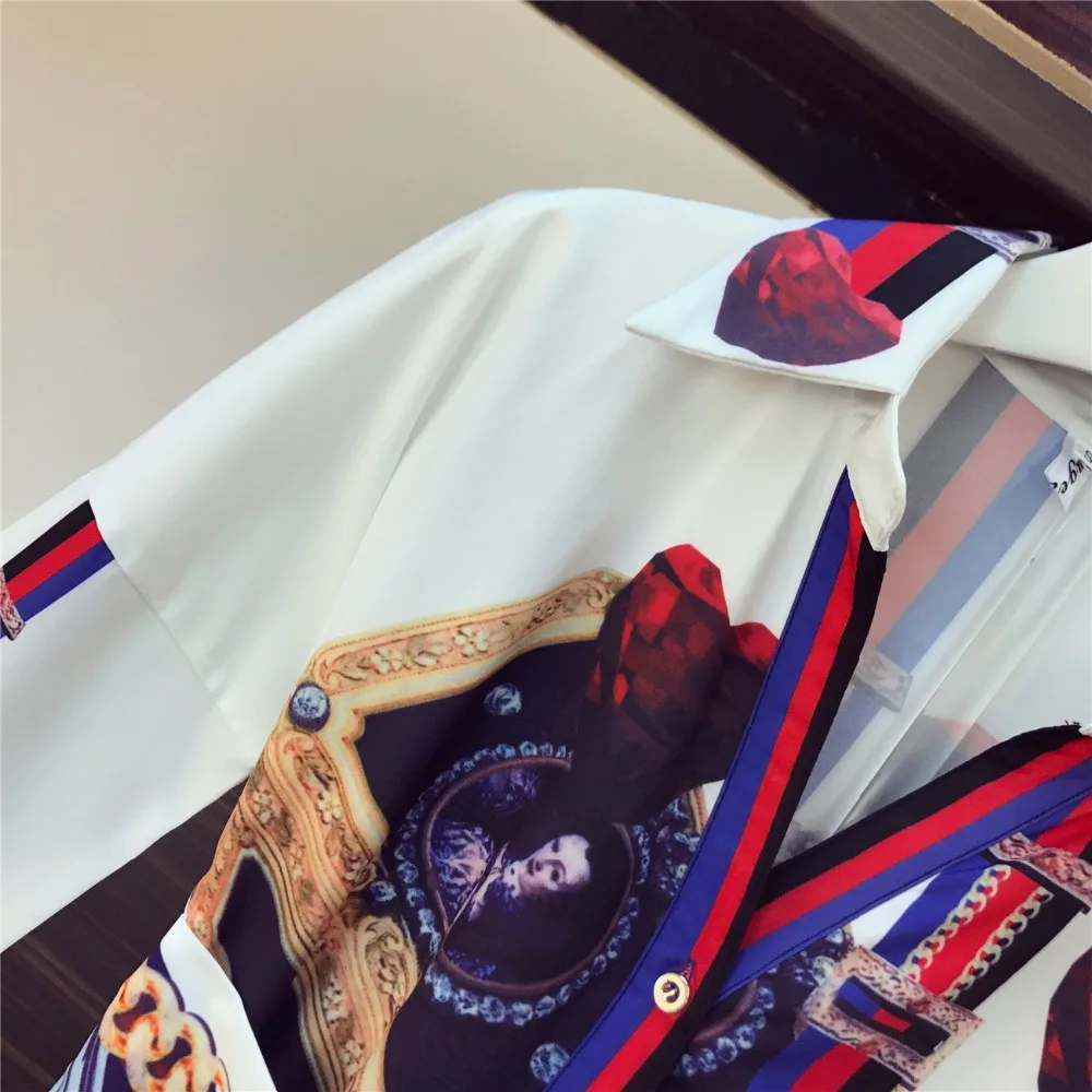 Amolapha женское винтажное платье с отложным воротником и рисунком, платье с длинным рукавом, платье с поясом, платье-рубашка, Платья Vestidos