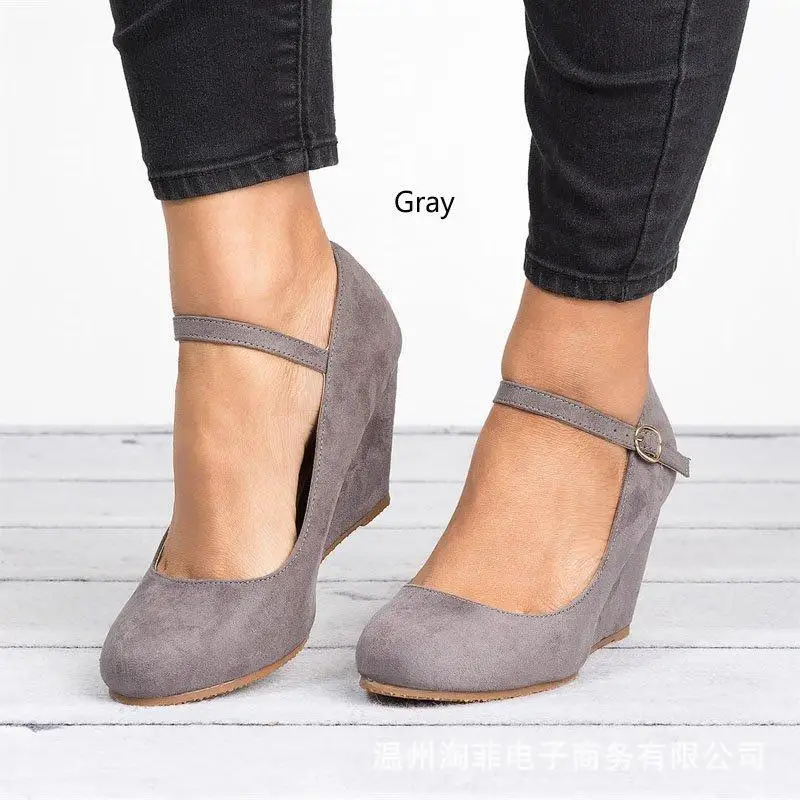 Туфли лодочки Женские однотонные на танкетке высокие из флока с закрытым носком