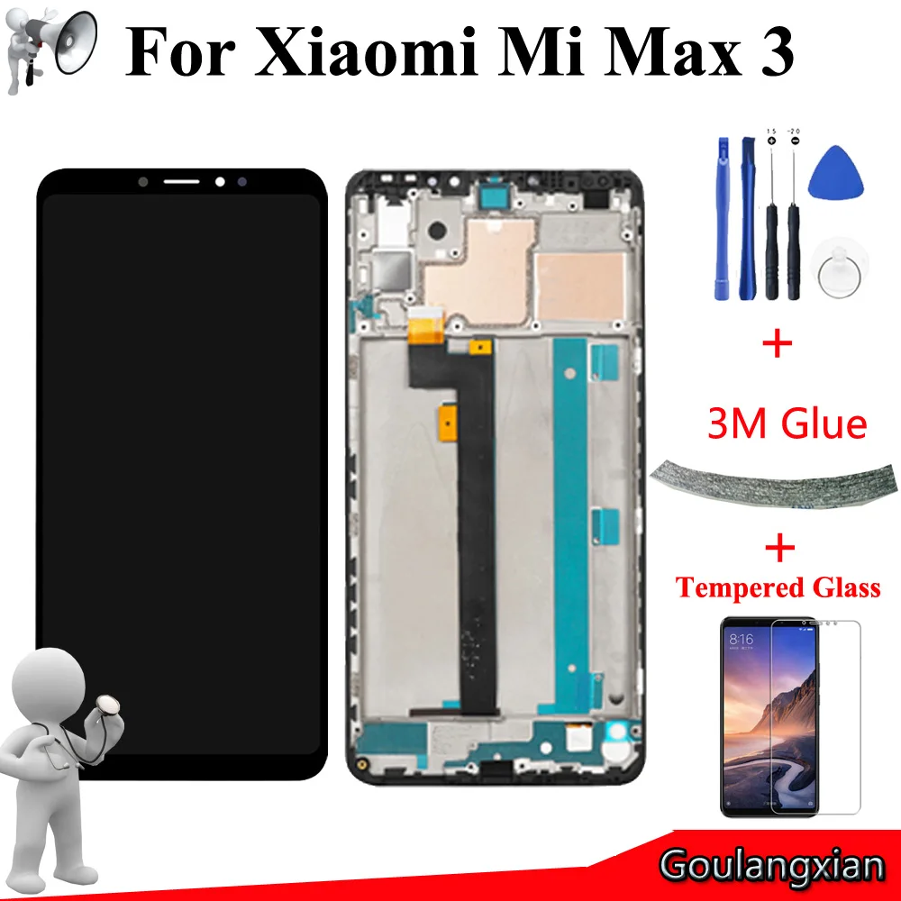 ЖК дисплей с рамкой для Xiaomi Mi Max 3 6 9 дюйма качество AAA сенсорный экран дигитайзер в