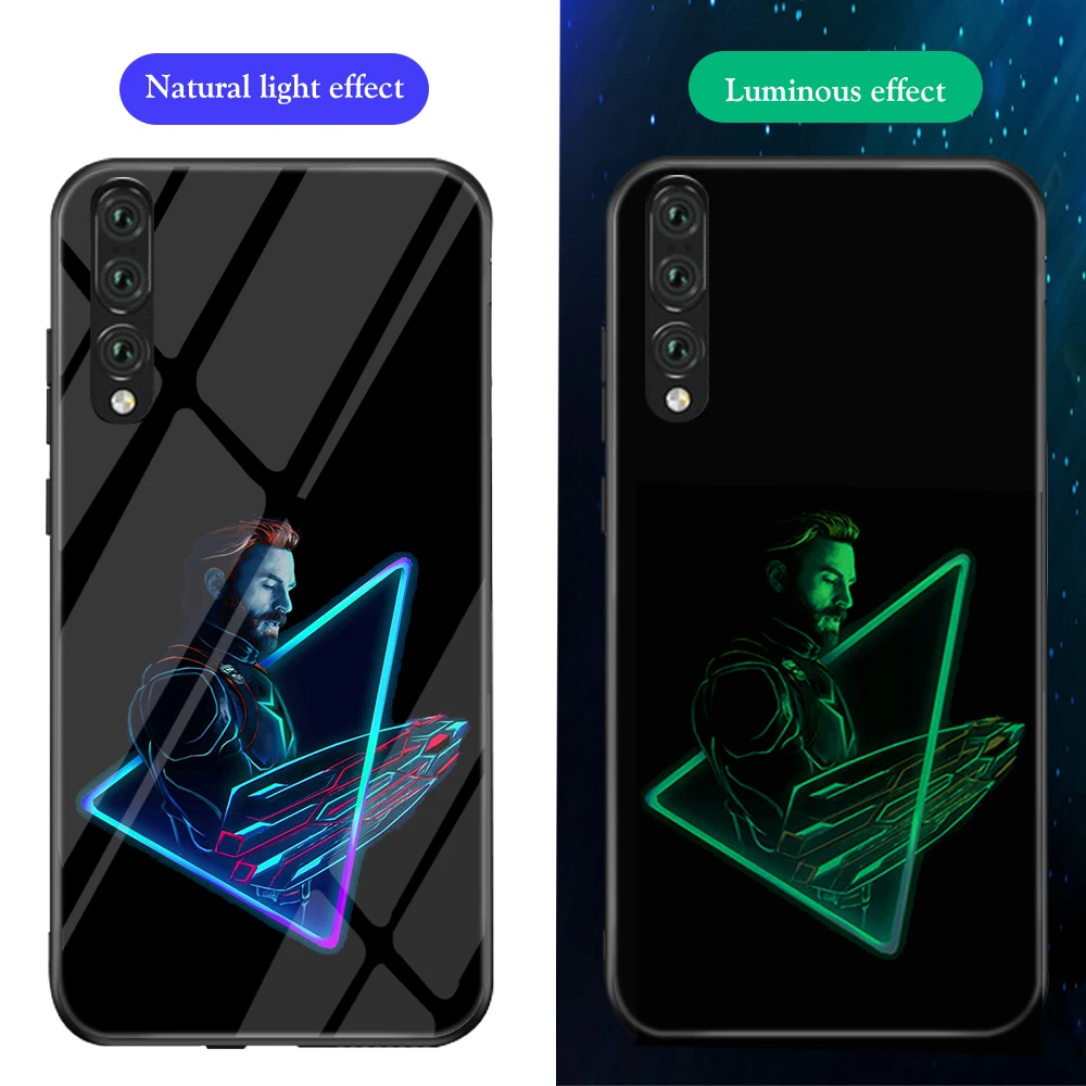 Ciciber чехол для телефона Funda Coque для huawei P30 P20 Lite Marvel Мстители Железный человек светящаяся стеклянная крышка для huawei P30 P20 Pro Capa