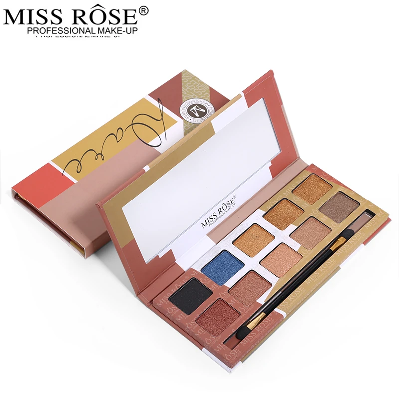Палитра теней для век Miss Rose 10 цветов блестящая палитра с кисточками| |
