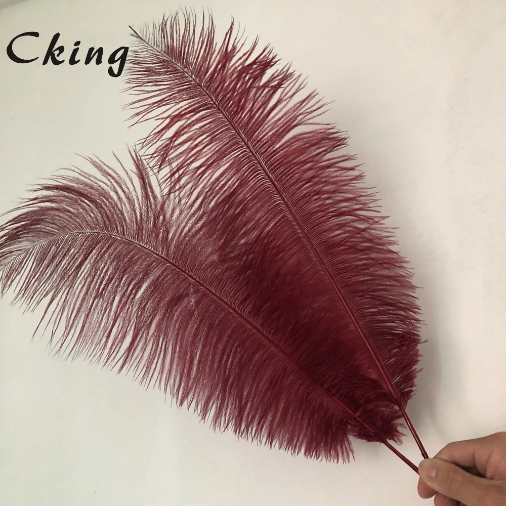 100 шт. элегантный винно красный тонкий стержень страусиные перья 15 60 см для