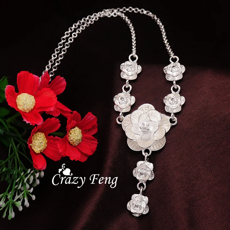 Женская цепочка с подвеской в виде цветка серебристого цвета|jewelry pendant|gifts freechain