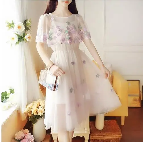 2019 Новое поступление Летнее Для женщин платья вышивка Цветочный принт с