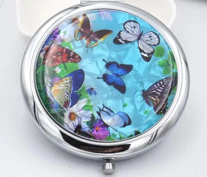 Компактное карманное зеркало для макияжа металлическое Портативное