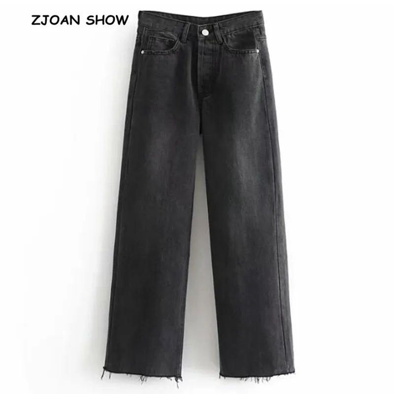 ZJOAN SHOW 2018 новые осенние широкие джинсы с высокой талией ретро женские свободные