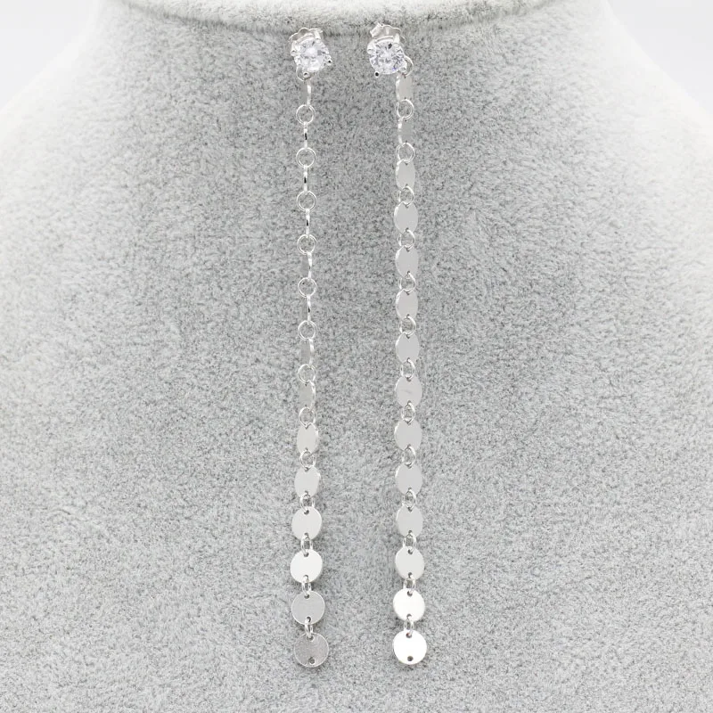 Женские длинные висячие серьги с кольцами из стерлингового серебра 925 пробы