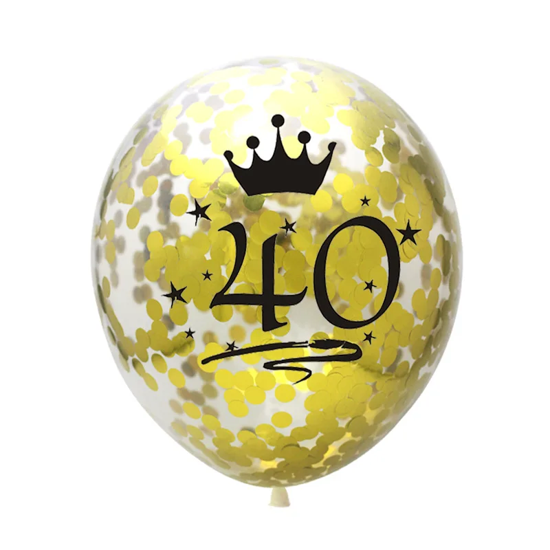 Confetti 40 5 шт. конфетти воздушные шары 12 дюймов Латекс Прозрачный День Рождения Надувные Воздушные шары 18 21 30 40 50 юбилей Свадебные украшения - Цвет: Confetti 40