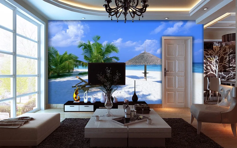 Оптовая продажа пейзаж Lanscape песчаный пляж 3d настенные фотообои для гостиной и