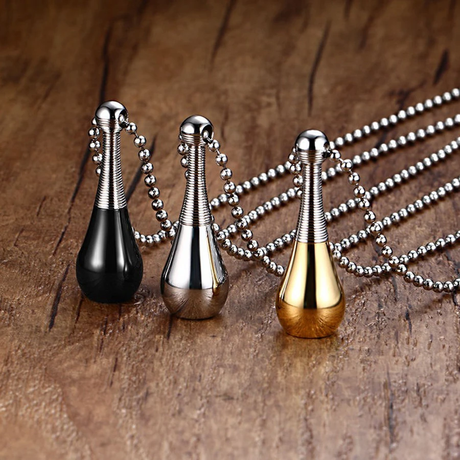 Ожерелье мужское из нержавеющей стали колье с подвеской в виде флакона духов