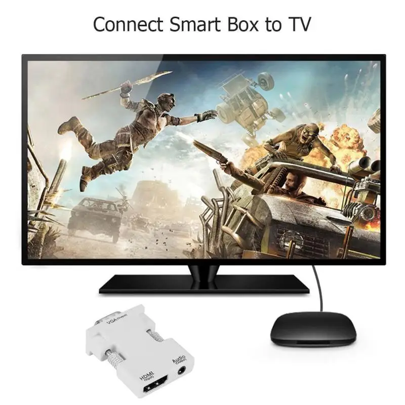 HDMI Female to VGA Male Converter Adapter with Audio Cable Support 1080P Signal Output for Computer Set-top Box High Quality | Электроника