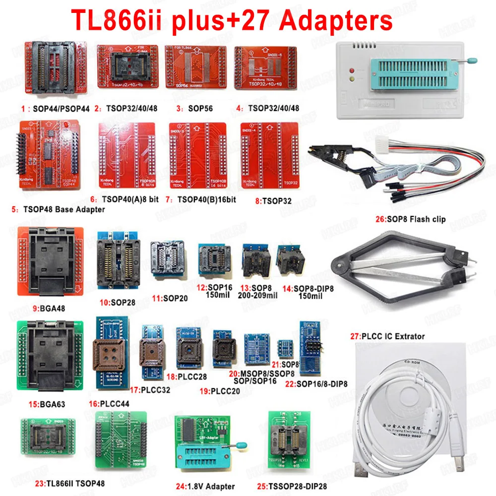 XGECU Универсальный TL866II плюс программатор EPROM EEPROM флэш-биос AVR BGA63 BGA48 TSOP48 адаптер для TL866II PLUS