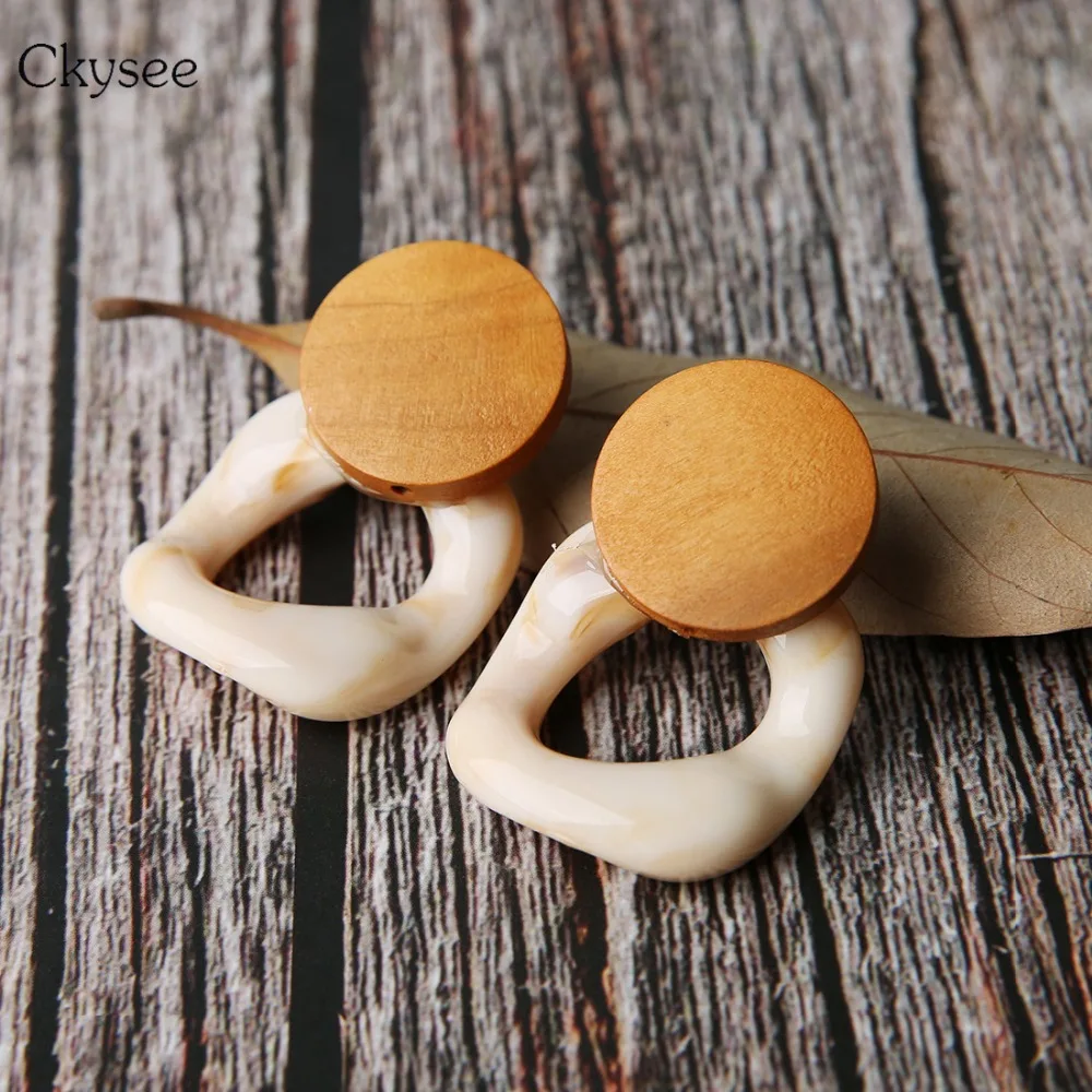 Ckysee бренд серьги из дерева в стиле ретро Винтаж гвоздики с эпоксидной смолой Femme