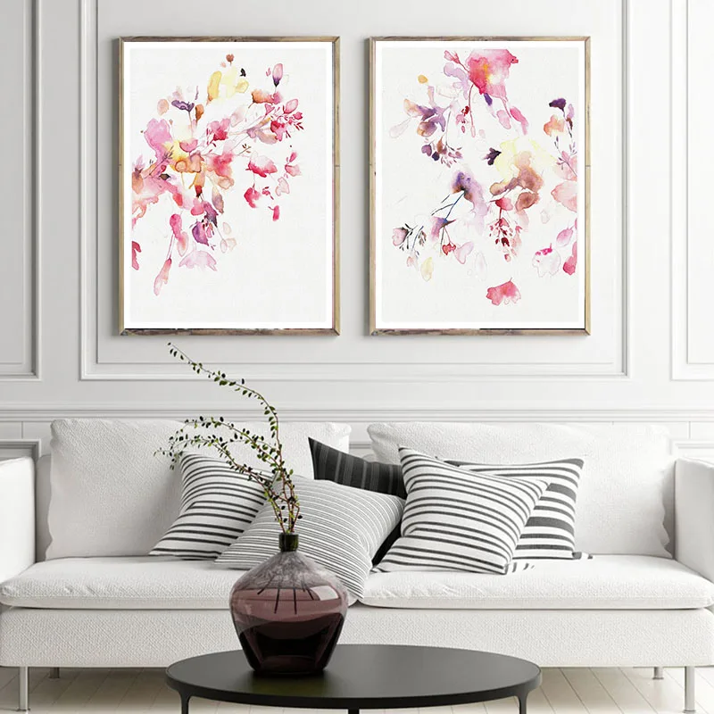 

Watercolor Flower Wall Art Modern Abstract Floral Canvas Painting Colorful Posters and Prints Pictures for Living Room Decor