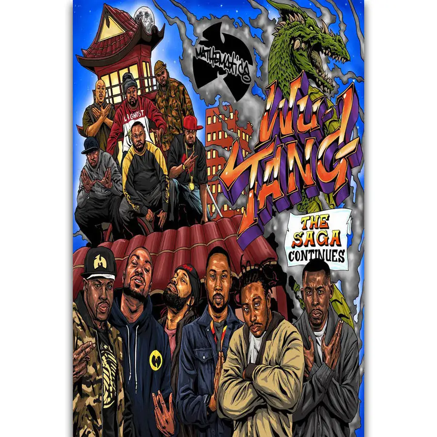 FX1799 Saga продолжает Wu-Tang клан рэп музыкальная группа альбом афиши фильмов искусство шелковые светлые холщовые домашняя, комнатная, Настенная Декор с печатью
