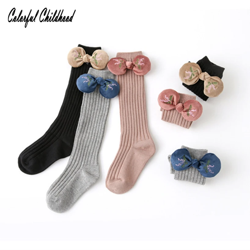 

Baby Kid Socks Girl Children Cute Princess Solid Color Velvet Bow Tie Patchwork Girls Knee High Long Socks Calcetines de bebe