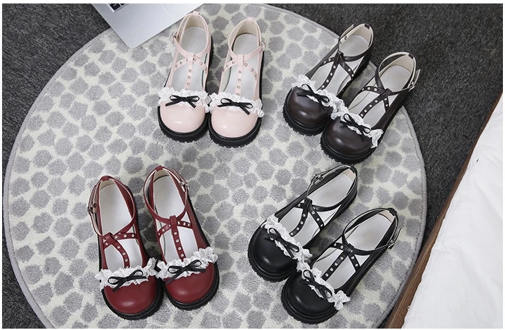 Весенняя обувь; коллекция года; сезон лето; ulzzang harajuku; обувь Лолиты в Корейском стиле; модная Винтажная обувь с милым бантом; женская обувь для костюмированной вечеринки