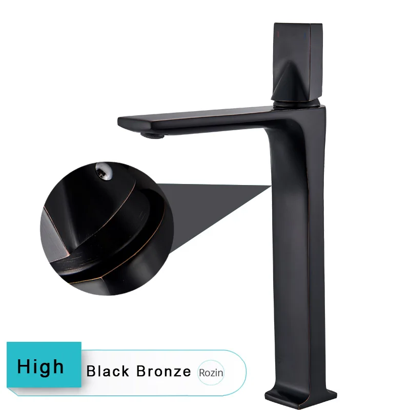 High Black Bronze Смесители для раковины, черный бронзовый кран для ванной комнаты, кран для горячей и холодной воды, смеситель для раковины, хромированный латунный кран для туалетной раковины - Цвет: High Black Bronze