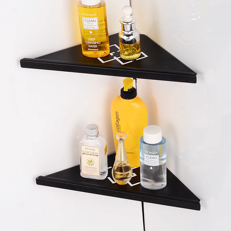 Полка для ванной органайзер угловая матовая черная полка из нержавеющей стали