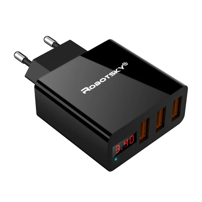 5 в 3,4 а быстрое USB зарядное устройство для телефона, 3 порта, для путешествий, USB настенный адаптер для зарядки, светодиодный дисплей, штепсельная вилка стандарта США/ЕС для iPhone, samsung, Xiaomi, планшетов