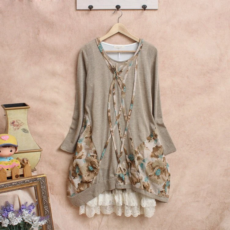 Женское винтажное платье в стиле бохо Осеннее кружевное хиппи Одежда для