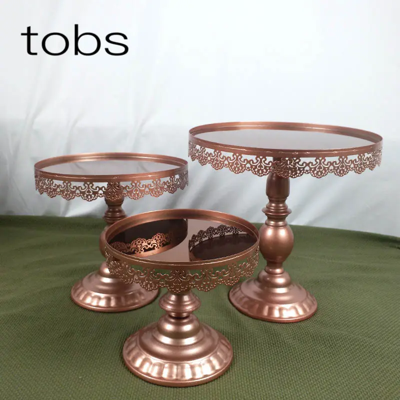 mirror 3 pcs 1-7 шт. Десертный лоток из розового золота дисплей для кексов для домашнего свадебного украшения на день рождения кристалл зеркало торт стенд - Цвет: mirror 3 pcs