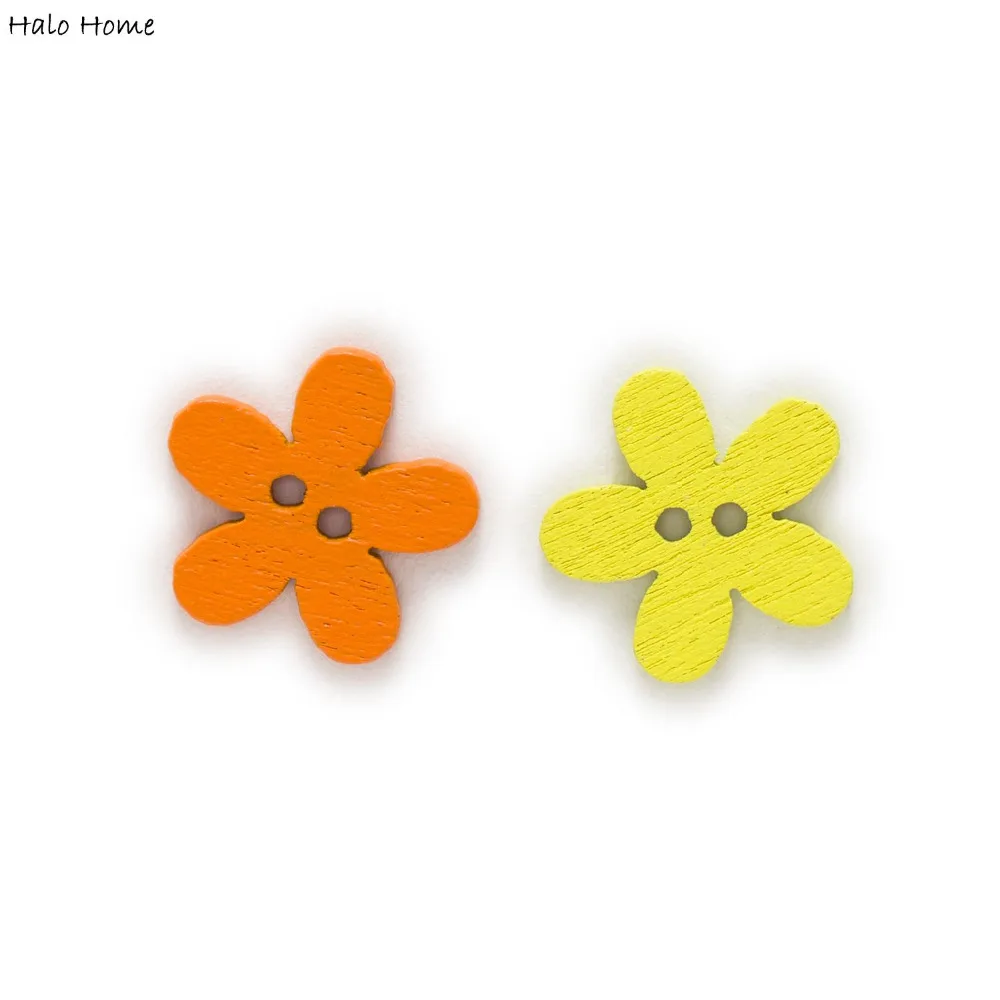 100 шт 2 отверстия микс Цвет деревянные пуговицы в виде цветка декор