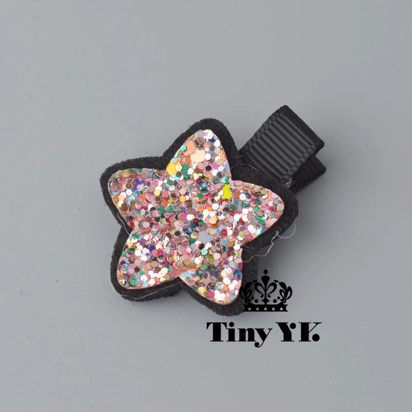 muilti color clips Блестящая Милая эластичная резинка для волос с пятью звездами, повязка для волос, головные уборы, эластичные резинки, детские шпильки, аксессуары для волос - Цвет: muilti color clips