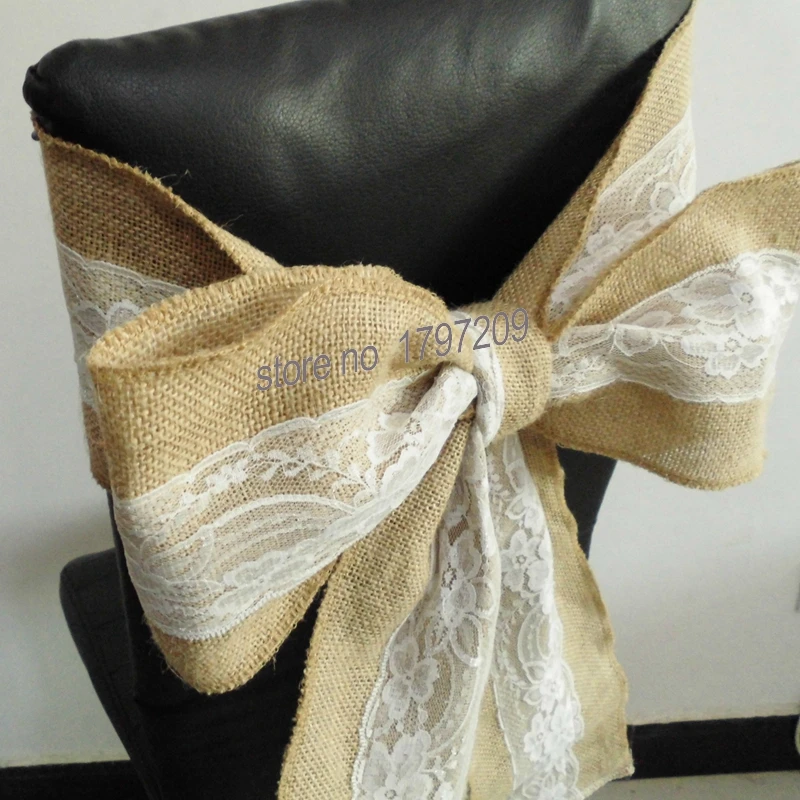 1 шт. Гессе джут холщевый стул пояса с галстуком для деревенской свадебной Baby Shower