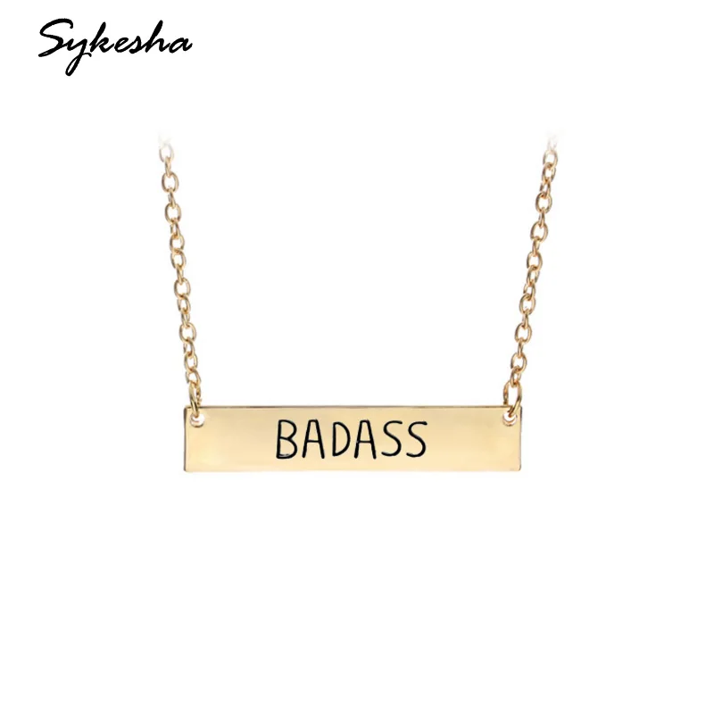 Лидер продаж новое ожерелье с выгравированной надписью BADASS металлическая
